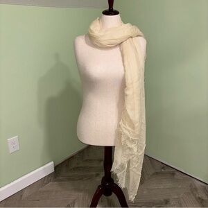 Pomandere Modal Cashmere Ivory Fringe Scarf Large Made In Italy MSRP $110